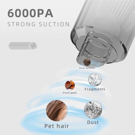 Aspirateur à Main Sans Fil 120W - Portable Pour Voiture Et Maison - Batterie 2000mAh - 30 Min D'autonomie