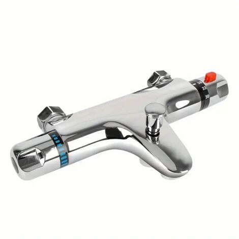 1pc Robinet de mélange chaud et froid en laiton classique avec valve thermostatique, robinet de baignoire et de douche mural, entrée européenne G3/8, pas besoin d'électricité (1/5)