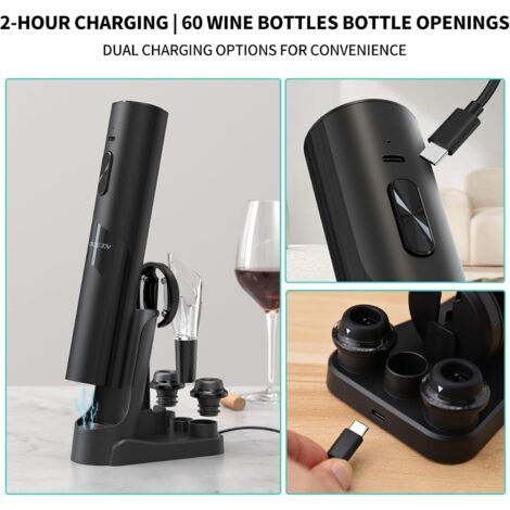 Ouvre Bouteille électrique Rechargeable Cadeau Vin 8 En 1 ZOYIDOUX Tire-Bouchon Électrique Rechargeable 8 En 1 – Coffret Cadeau Inox Avec Base Charge, Aérateur, Pompe Vide, 2 Bouchons, Coupe-Capsule Ouvre Bouteille électrique Rechargeable Cadeau Vin 8 En 1 ZOYIDOUX Tire-Bouchon Électrique Rechargeable 8 En 1 – Coffret Cadeau Inox Avec Base Charge, Aérateur, Pompe Vide, 2 Bouchons, Coupe-Capsule
