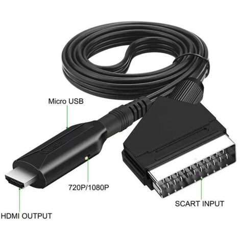 Convertisseur péritel vers HDMI, entrée péritel tout-en-un vers sortie HDMI, résolution HD 720p/1080p pour HDTV, moniteur, projecteur, PS3, Xbox, Blu-Ray, DVD, Sky, STB