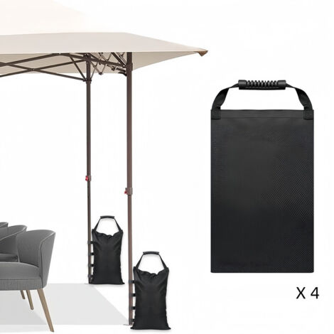 (Amélioré) Lot de 4 poids de pieds pour sacs de sable pour auvents de tentes escamotables, noirs (1/5)