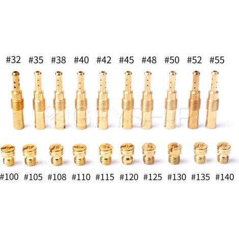 Kit de gicleur principal de carburateur de 20 pièces pour PWK Keihin OKO CVK PWM, comprenant 10 gicleurs principaux de carburateur et 10 gicleurs à vitesse lente Orifice principal 100-140 Orifice de r