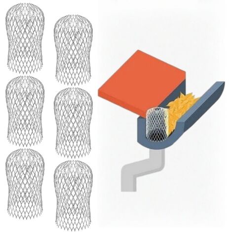 6 Pièces Crépine de Feuilles, Filtre de Gouttière, Filtre de Toit en Acier Inoxydable, Extensible Filtres Gouttière en Aluminium pour Arrêter La Mousse, La Boue Et Autres Débris (Argent)