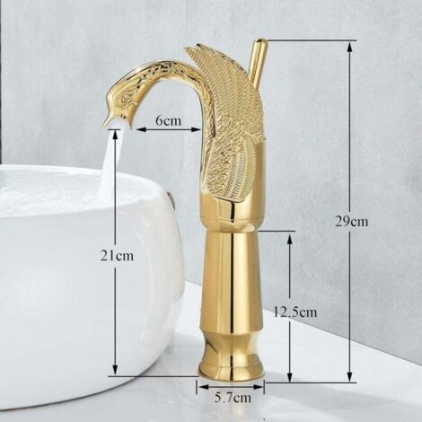 Maynosi Robinet Lavabo Haut Style Campagne – Laiton Antique, Poignée Céramique Blanche, Bec 360°, Mitigeur Salle De Bain