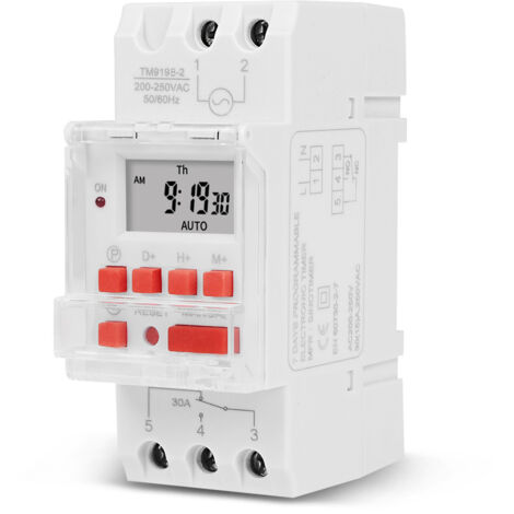 Minuterie de chauffe-eau électrique, minuterie numérique 30A, écran LCD, minuterie 1 seconde, relais de minuterie numérique 200-250VAC,24VDC
