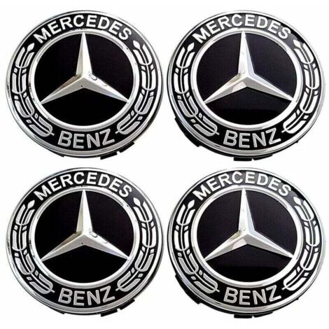4 pièces Cache Moyeux Compatible with Mercedes Benz 75mm Cache de Roue Centrale ABS Accessoires de Voiture