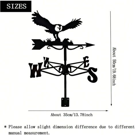 Girouette en métal rustique avec motif aigle et souris, décoration d'extérieur pour toit de jardin, cour, ferme (1/5)