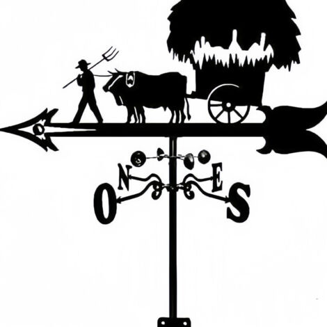 Girouette de chariot de fermier, indicateur de direction du vent, kit extérieur, jardin, pelouse, pince métallique, girouette (1/5)