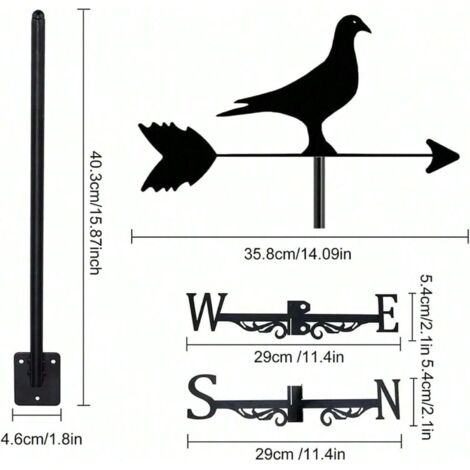 Girouette décorative d'extérieur en forme de pigeon, idéale pour les fermes, les jardins et les patios