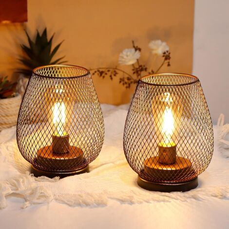 Lot de 2 cages lumineuses LED en métal, à piles, sans fil, avec lumières LED, idéales pour les mariages, les fêtes, les événements dans la cour, à l'intérieur comme à l'extérieur (1/4)