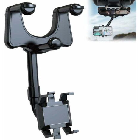 Support Téléphone Voiture Rétroviseur 360° Rotatif, Rétractable et Portable, Compatible Smartphones 4 à 6,7 Pouces (1/4)