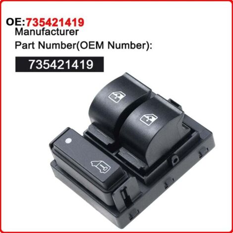 Interrupteur de Lève-Vitre Électrique 8 Broches 735421419, 6490X9, 735487419, Remplacement pour Fiat