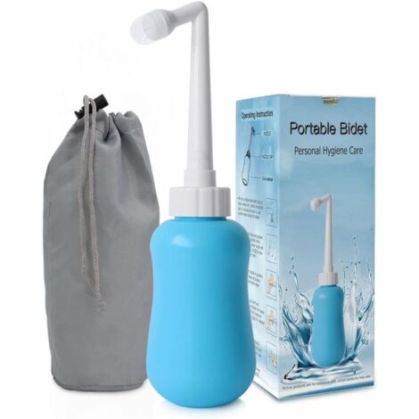 Bidet portable bleu de 350 ml pour soins post-partum, matériau EVA ABS souple, buse rétractable, parfait pour les voyageurs et les soins post-partum