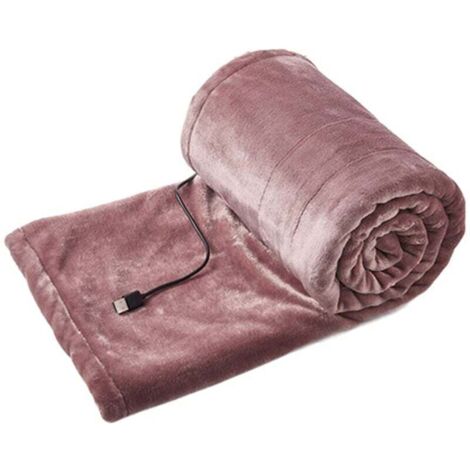 Couverture Chauffante à ChâLe, Alimentation USB et Conception sans Fil Lavable à 3 RéGlages de TempéRature Couverture Chauffante Plaid Chauffant électrique Rose - 80140cm