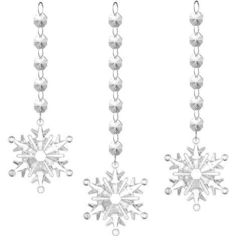 Lot de 10 décorations de Noël en acrylique à suspendre, flocons de neige, pour sapin, fête du Nouvel An, sans électricité, décoration festive à paillettes (1/4)