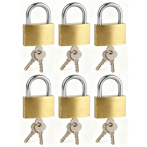 Cadenas de sécurité - 3 clés incluses - Convient aux casiers et aux bagages - Anse en acier avec poignée - 75 mm - Laiton mat (1/5)