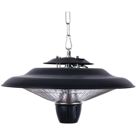 Chauffage intérieur et extérieur, 600W et 1500W réglable, chauffage électrique infrarouge suspendu pour terrasse extérieure, porche, garage, balcon, protection contre la surchauffe, noir (1/5)