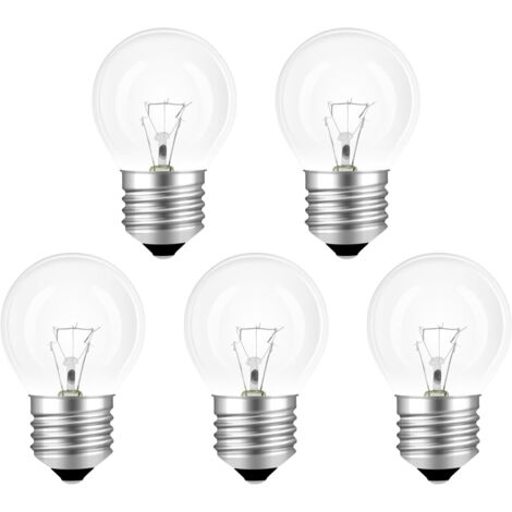 Ampoule de four E27 300 degrés résistante à la chaleur, dimmable, ampoule de four G45 E27 adaptée aux fours, micro-ondes, suspensions, pack de 5 (1/5)