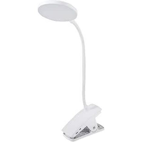 Lampe de chevet à pince alimentée par batterie avec 3 niveaux de luminosité et rechargeable par USB