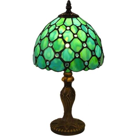 Lampe Tiffany, Vintage Vitrail Lampe Décorative, Lampe de Bureau, Lampe de Chevet, Lampe de Lecture, Lampe de Table, Pour Chambre Salon, avec une Ampoule E27