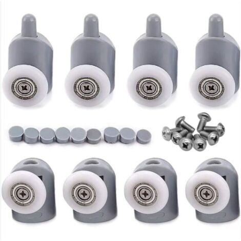 8 Pcs 23mm Galet Rouleau Roulette Roue pour Porte de Douche, Roulettes Coulissantes Porte Salle de Bain