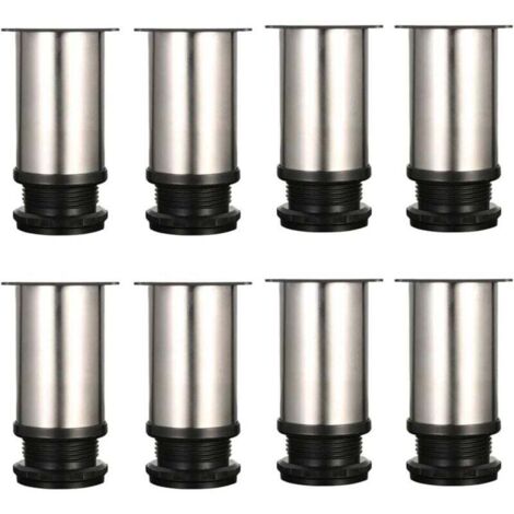 Lot de 8 Pieds de meubles, réglables Pied pieds de meubles - Chrome Métal - Hauteur réglable (Total: 80-95mm) (1/5)