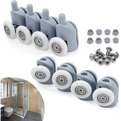 23mm Roulette Porte Coulissante, 8 Pcs Galet Porte Rouleau Roulette Roue pour Cabine Salle de Bain (1/5)