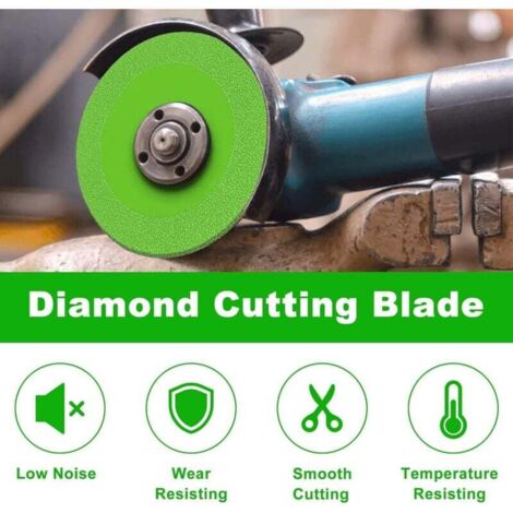 3 Disques Diamant 115mm Pour Meuleuse - Coupe Verre, Carrelage, Porcelaine, Jade Et Bouteilles De Vin - 22,23 Mm Vert