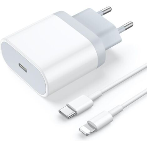 Chargeur rapide USB C 20 W et prise d'adaptateur d'alimentation pour câble Lightning 1M Charge rapide pour iPhone 14/14 Pro/14 Pro Max/13/12/11/XR/XS/X/iPad