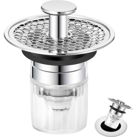 Bonde de Lavabo, Bouchon Lavabo Salle de Bain 32-42mm, Universel Pop-Up Bouchon de Lavabo Bouchon Evier Cuisine Salle de Bain, Bonde Lavabo avec Filtre Anti-Clogging et Anti-Odeur