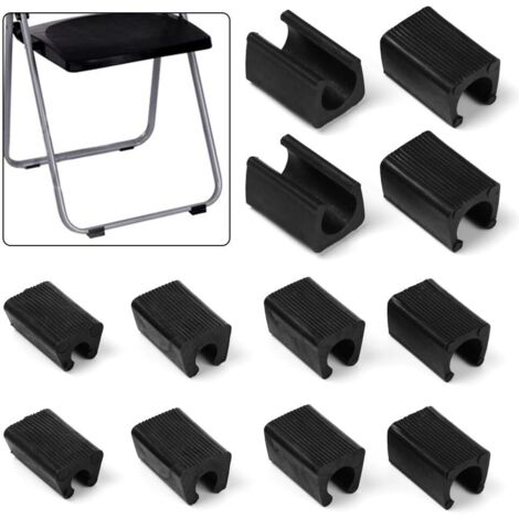 Lot de 24 Pieds de Chaise en Plastique en Forme de U, diamètre 12 mm, Noir, pour chaises tubulaires
