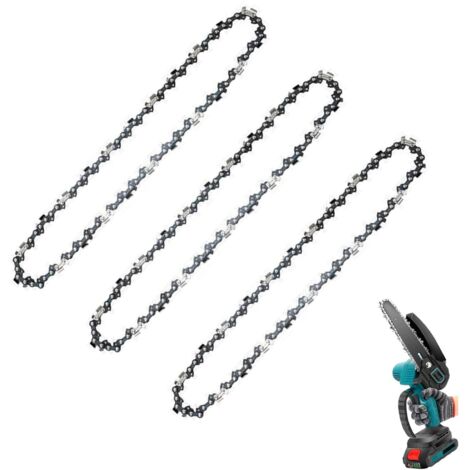 Guide et chaîne pour tronçonneuse ,Lot de 3 mini chaînes de tronçonneuse de 30,5 cm de rechange pour tronçonneuses portatives sans fil, petite lame de tronçonneuse à faible rebond pour la taille des a