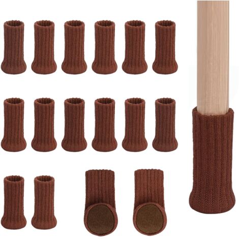 Lot de 16 chaussettes pour pieds de chaise avec coussinets en feutre - Double couche antidérapante - Pour la maison, l'école, le bureau, la bibliothèque (marron) (1/5)