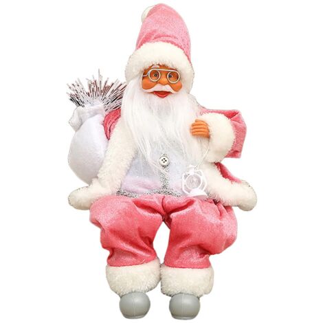 Figurine de Père Noël Assis, Figurine de Père Noël Traditionnelle Rouge Décoration de Noël Ornement Poupée Figurine de Père Noël Longue Barbe pour Table Cheminée Décoration de Noël Santa Claus