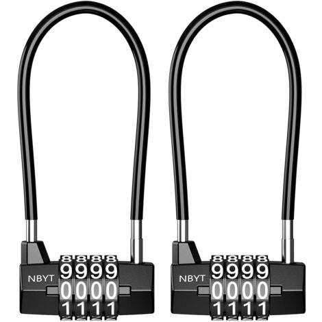 Cadenas à Combinaison, Serrure à Combinaison 4 Chiffres, Cadenas à Longue Anse, Petit Numero Cadenas a Code d'extérieur de 5 mm de Large, Cadena de Câble de Bagage pour Garage, Gymnase, 2PCS