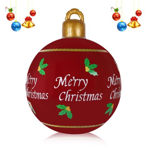 Boule de Noël gonflable géante de 60 cm pour intérieur et extérieur - Décoration de Noël en PVC pour décoration d'intérieur, cour, pelouse, jardin
