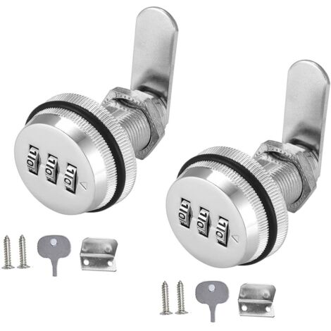2 Pièces Tiroir de sécurité Boîte aux Lettres, Cam Cabinet Code Lock, Serrure à Came Sans Clé, Serrure de Combinaison, pour la Boîte aux Lettres du Tiroir de l'armoire