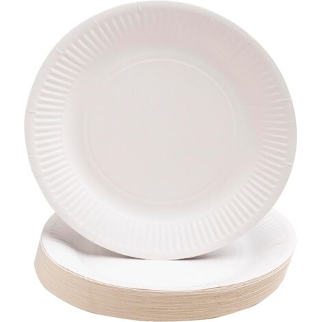 Lot de 50 assiettes jetables en carton de qualité alimentaire pour gâteau et barbecue, assiettes de peinture pour anniversaire, pique-nique, extérieur, pâte de canne à sucre, sûres et,22cm (1/5)
