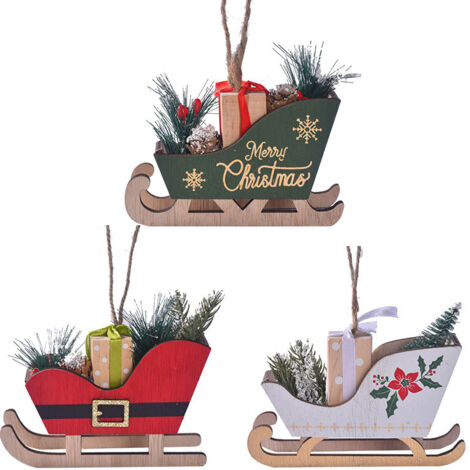 MIJOMA X-MAS Set Service Noël 5 Pièces : Traîneau Bois 32x8,5cm + 4 Bols Verre 6,5cm - Décoration Table Festive Tapas