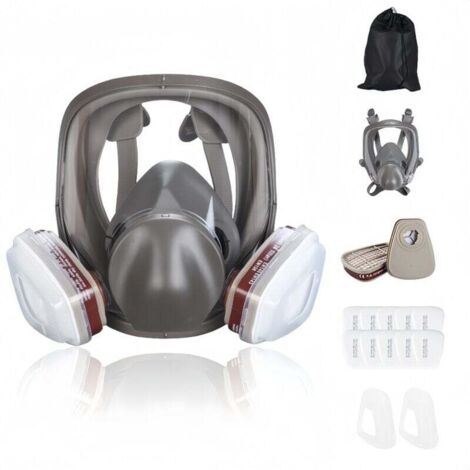 Masque à gaz antibuée 16 en 1 – Respirateur facial intégral pour peinture – Protection contre formaldéhyde – Kit avec filtres et sac de rangement