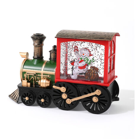 Lanterne de Boule à Neige de Noël éclairée, Train de Noël, Train de Bonhomme de Neige du Père Noël LED Scintillant d'eau for Cadeau de décoration de Noël (Color : Snowman-Green)