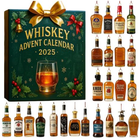 Andyou – Calendrier de l'Avent bière et whisky – 24 breloques en résine – Boîte surprise de Noël – Pour amateurs de bières artisanales