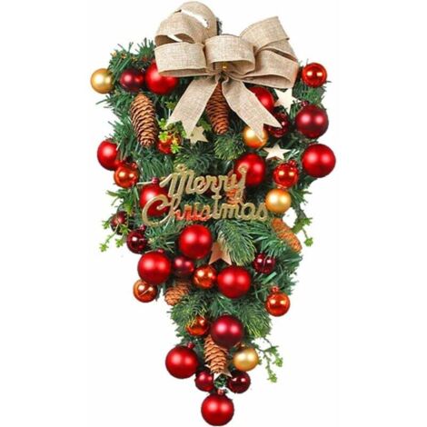 18,5 pouces Guirlande de Noël Porte d'entrée Tenture murale Ornements de Noël Artificielle Porte en forme de larme Swag, Bonbons de Noël à l'envers Arbre Décoration de Noël à suspendre, Intérieur et e (1/5)