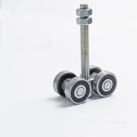 Ensemble de Chariots à Roue pour Porte Coulissante Galets en Fer Galvanisé Antirouille Capacité 50 Kg Format Compact Blanc Adapté aux Profilés Hauts et Usage Extérieur