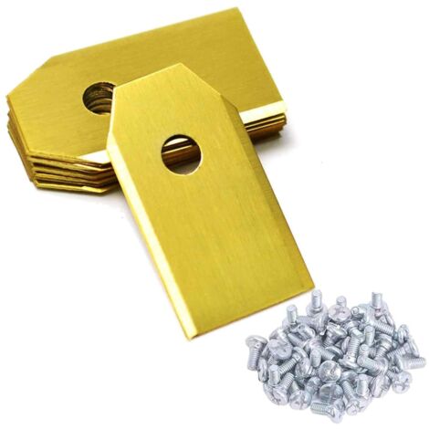 Lame Robot Tondeuse, 10 Pcs Lame Tondeuse avec Vis, Lames de Rechange pour avec Revêtement en Titane Compatible pour Gardena, Husqvarna, Yardforce, etc