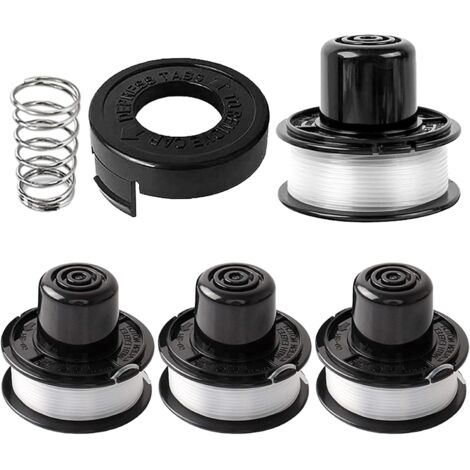 Bobine Fil Coupe Bordure Compatible avec A6226-XJ A6226 RS-136-BKP,Convient pour Black+Decker GL250,GL310,GL360,Ø1,65mm-6,1m(4 Bobine+1 Couvercle+1 Ressort)
