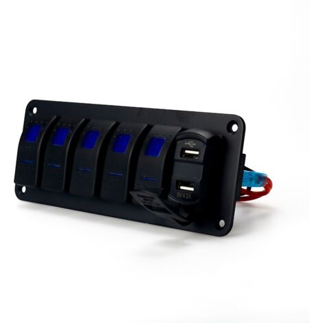 Panneau de commutation combiné, 12 V / 24 V avec autocollant d’interrupteur à bascule à levier modifié et lumière LED, universel pour bateau, voiture, caravane, camping-car (1/4)