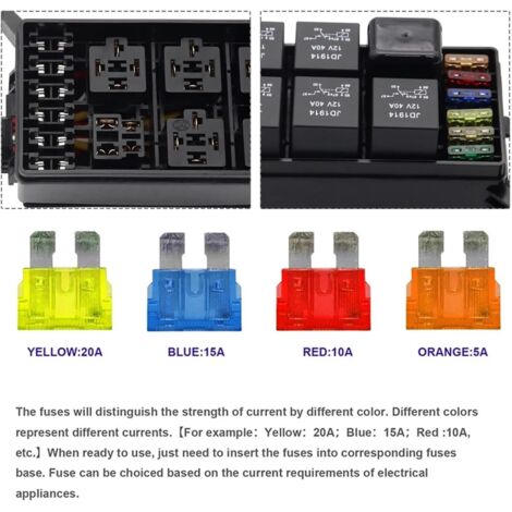 Boite 4 Relais + 12 Fusibles Pré Câblée Pour Installation électrique 12