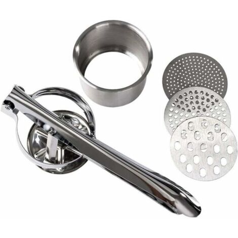 Presse-Purée à Pommes de Terre Professionnel 3 en 1 en Acier Inoxydable Presse-purée de Pommes Pomme de Terre Masher Presse à la Main Idéal pour Fruits Légumes Agrumes Aliments pour Bébés (1/5)