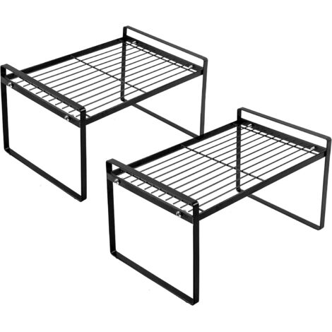 Lot de 2 étagères de cuisine pour armoires, étagères de rangement pour comptoir, rangement pour placard, salle de bain, chambre, bureau, gain de place, structure en acier empilable, antirouille et ant